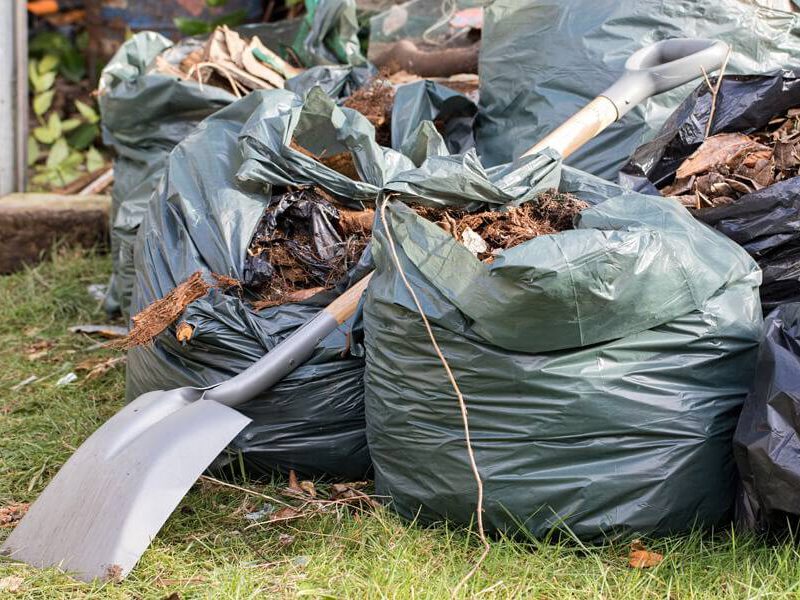 garden rubbish piled up ready to be removed