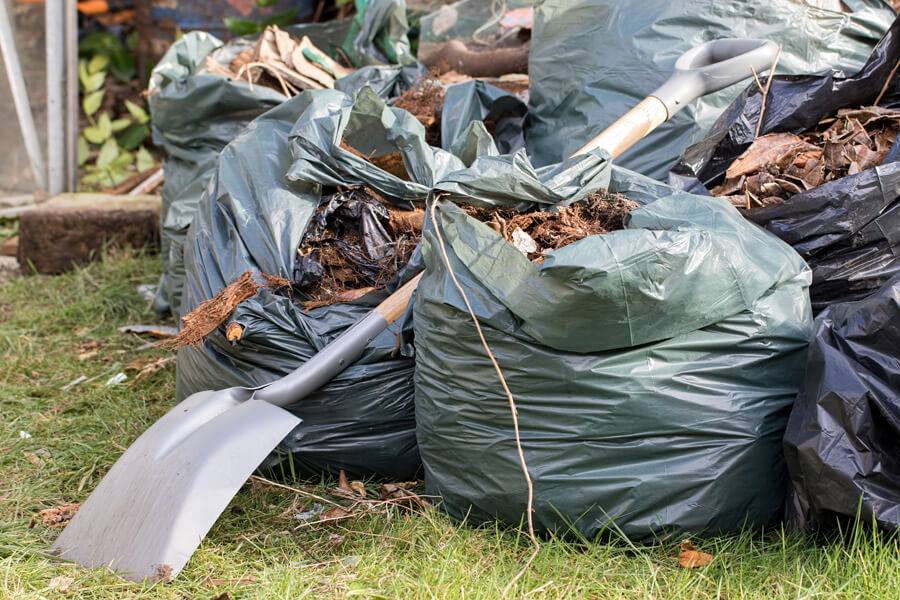 garden rubbish piled up ready to be removed