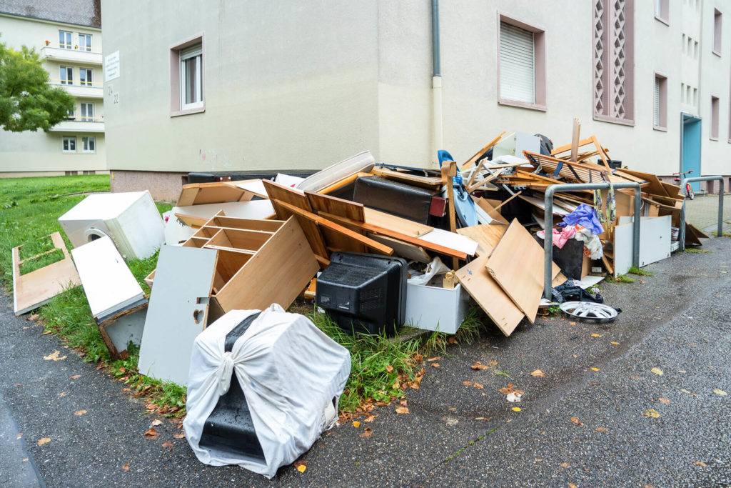 rubbish piled up