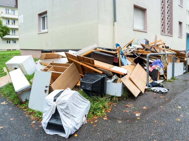 rubbish piled up