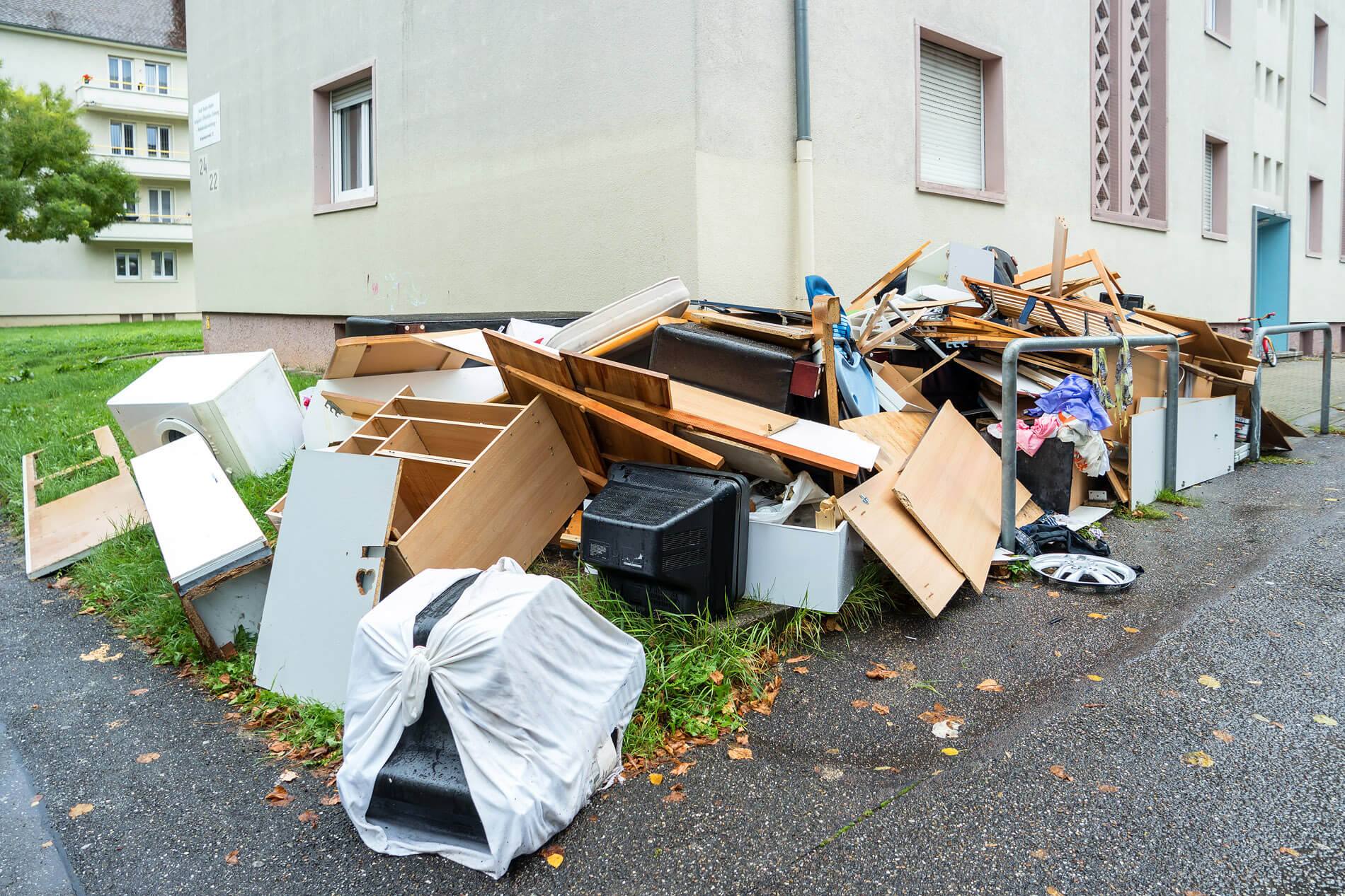 rubbish piled up