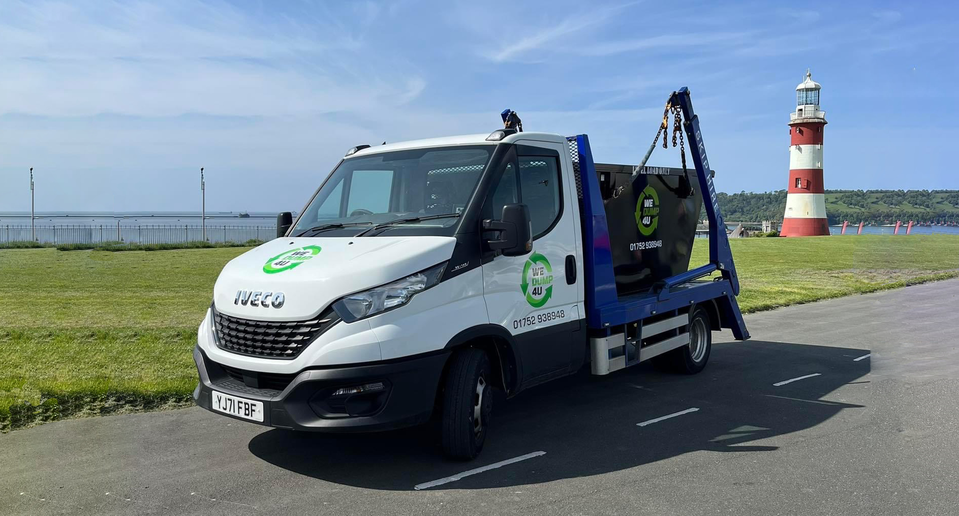 Wedump4u van at plymouth with lighthouse