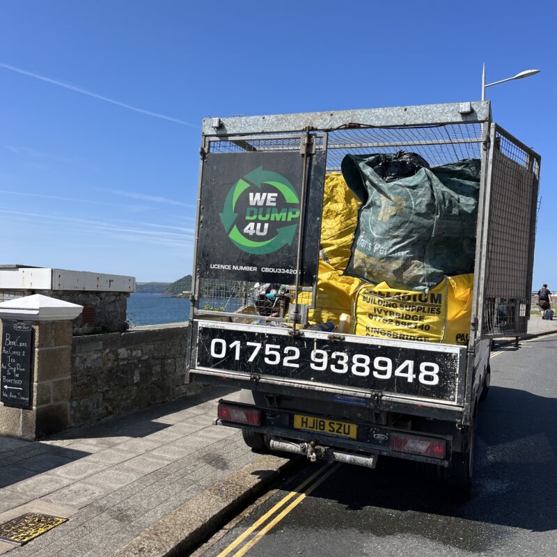 Wedump4u van with tip sacks at seaside